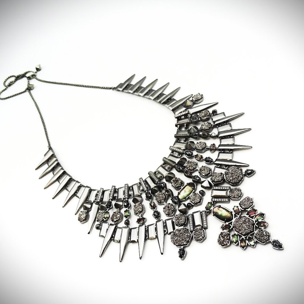 KENDRA SCOTT Seraphina Black Rhodium  Plated MOP Agate Druzy Statement Necklace